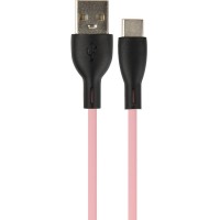 PERFEO Кабель USB A вилка - C вилка, 2.4A, розовый, силикон, длина 1 м., SILICON (U4715)