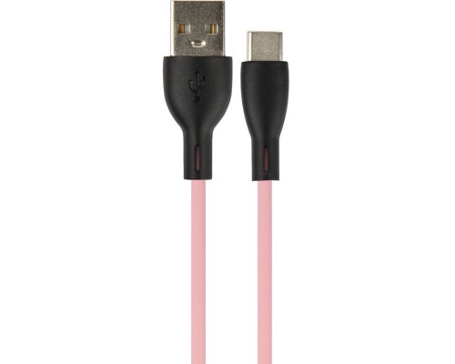 PERFEO Кабель USB A вилка - C вилка, 2.4A, розовый, силикон, длина 1 м., SILICON (U4715)